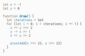 HAKMEM 149 structure code (precise; grey scale), adapted for 512x512 framebuffer (last two shifts), 32 bits