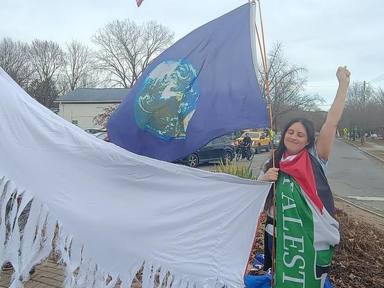 Free Palestine Flag and the Earth Flag