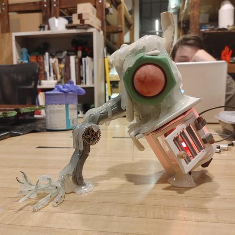 The assembled and unpainted Wickeyed. There are hot glue drips covering the areas that will be wax.