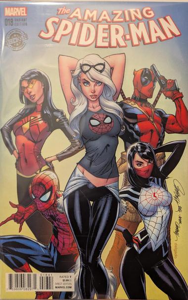 Apider-Wonan, Deadpool, Silk, and Black Cat looking pretty sexy, while Spidey thwips.