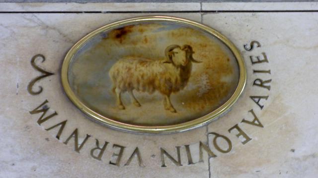 Aries, and the spring equinox on the meridian.