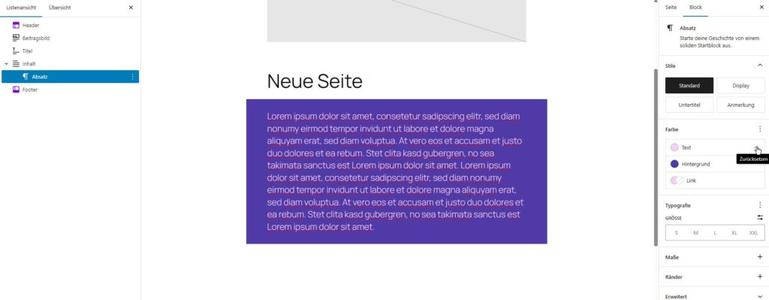 Reset-Taste für die Farbsteuerung