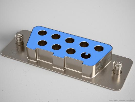Small RS-232 type socket with only 9 pin sockets and a notched socket on one side
"Socket to me" inscribed on the front.