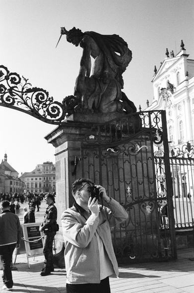 My boy shooting his MP at Prague Castle