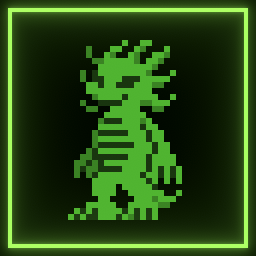A square achievement icon for Steam. There is a light green border, and an anthro amphibian character in green standing within!