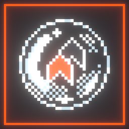 A square achievement icon for Steam. There is a deep orange border, and a bubble with two upwards chevrons within within!