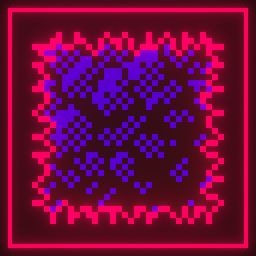 A square achievement icon for Steam. There is a deep pink border, and a a dark purple block with vibrate deep pink spikes all around it within!