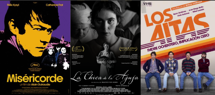 Carteles de 3 pelis europeas que se estrenan hoy:
Misericordia (Francia)
La chica de la aguja (Dinamarca)
Los aitas (España)