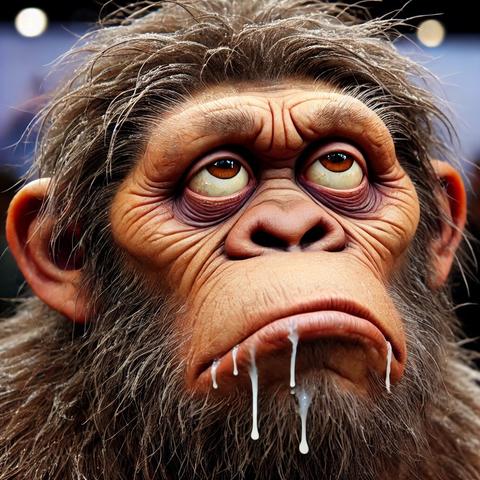 Here's a big, braindead Neanderthal face. AI generated