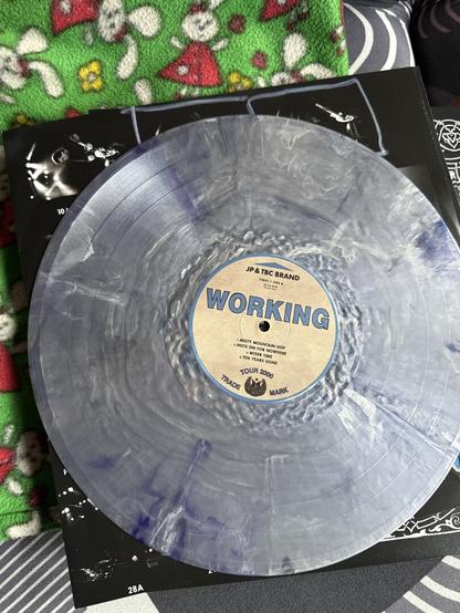 The vinyl inside, not the classic one but called decepticon. Looks like a marble blue white material