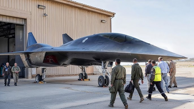 F-47 just outside a hangar: