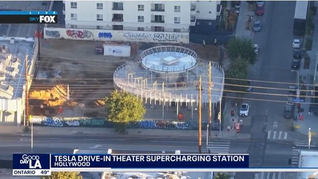 TESLA DRIVE-IN THEATER SUPERCHARGING STATION HOLLYWOOD