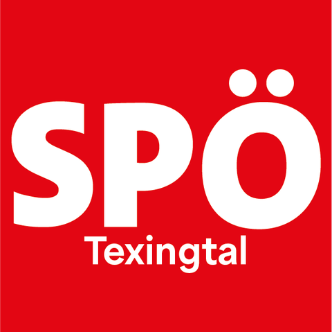 Der Schriftzug SPÖ Texingtal in weiß auf rotem Grund