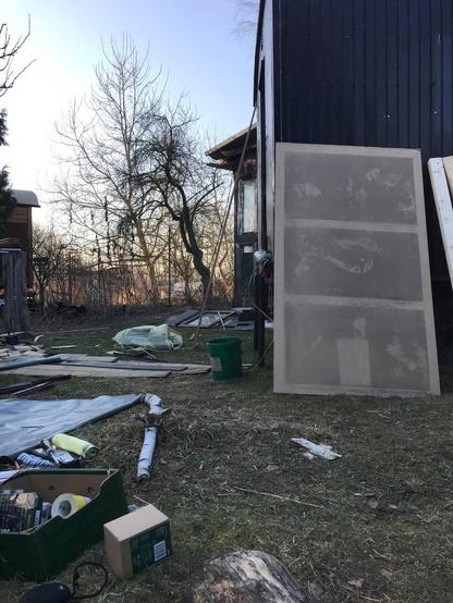 photo
sunset vibe
a lot of building materials on the ground
and trees
spring vibe
some wooded constructions
and tools