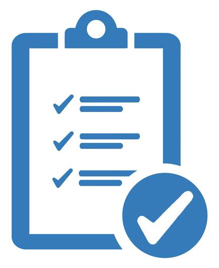 Clipboard with checkmarked lines and a large inset checkmark representing a set of tasks completed. Meant to represent the restructuring of LinkedIn's and other job boards' skill lists separately from the resume itself.