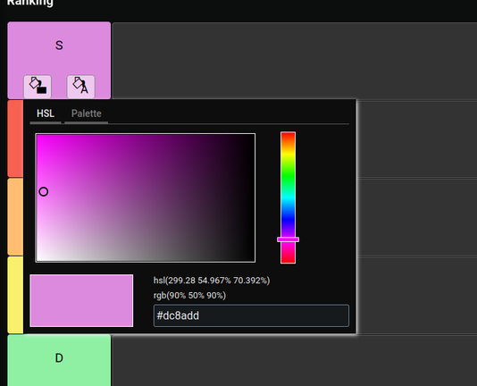 Color picker with Magma