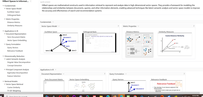 Screenshot of various thumbnail images showing how Hilbert spaces are used in information retrieval.