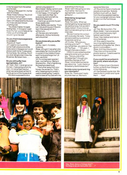 Final page of the three-page feature, illustrated with Rose and Jill standing between large cathedral pillars, Jill in a long white dress, Rose in one that's short and black.