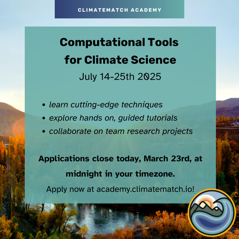 Infographic saying applications for our course are due today at midnight in your timezone.