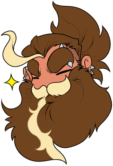 So, uh, Zinthings may have grown a beard, and it is GLORIOUS! They maintain their thick brows, messy ponytail, bright villain streak in the bangs, and their piercings, but the beard is just as amazing. The color of the villain streak is continued into the mustache portion of the beard, as well as down the center of the beard itself.