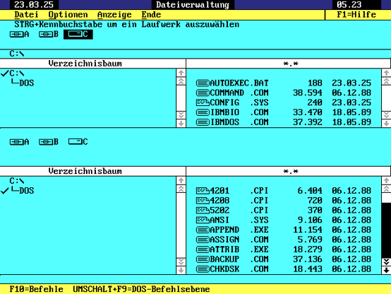MS-DOS Shell on MS-DOS 4.01.