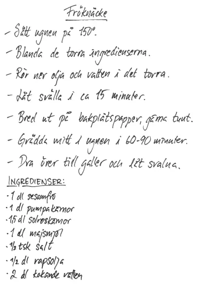 Rezept für schwedisches Knäckebrot. Übersetzung im Posting.