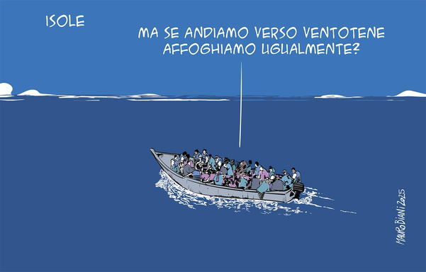 Barcone di migranti. Uomo dice: ma se andiamo verso Ventotene affoghiamo ugualmente?