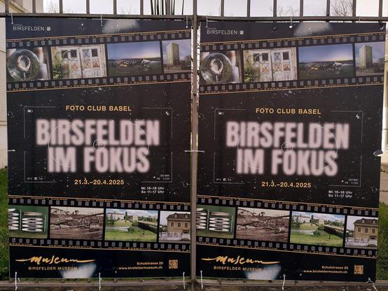 Zwei Plakate für die Ausstellung "Birsfelden im Fokus" im Birsfelder Museum