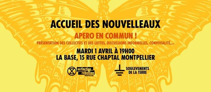 Réunion d'accueil des nouvellesaux (Extinction Rebellion et Soulèvement de la terre)