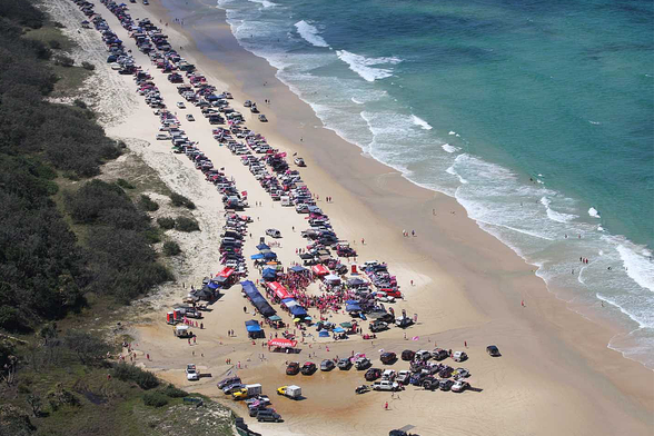 Vehicle access on the sand at Teewah and surrounding areas has proven controversial in recent years. Source: Rainbow Beach Community News via Yahoo news