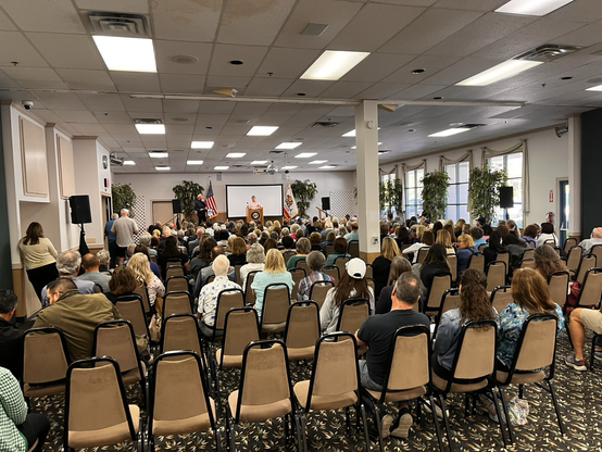 Crowd at town hall meeting