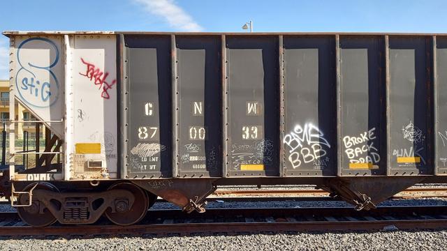 CNW hopper.  looks like it has been repainted but retained it's original lettering