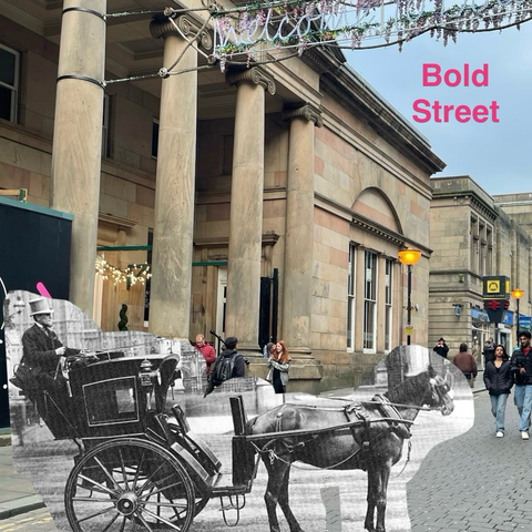 Bold street with a Victorian horse and cart superimposed