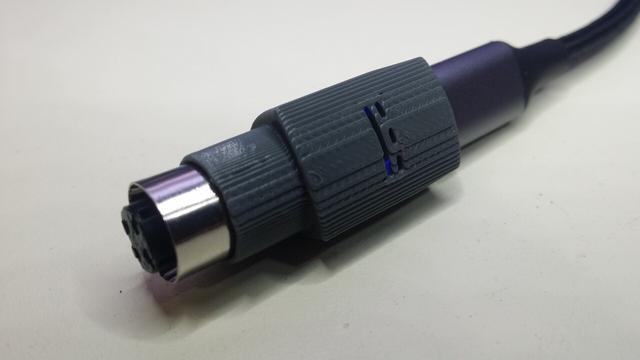 The assembled device with a USB-C cable plugged in.