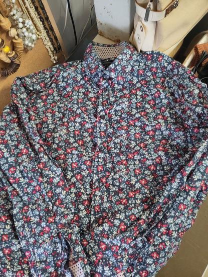 a floral buttonup shirt