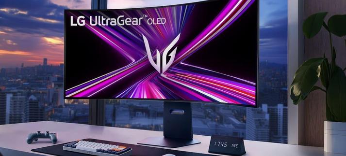 Imagen renderizada promocional del UltraGear 45GX950A-B cortesía de Ogilvy / LG