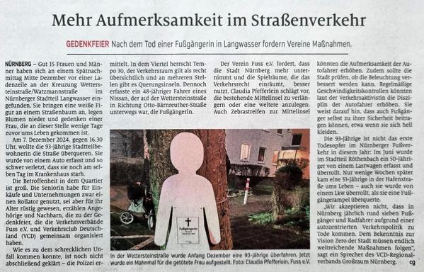 Bericht über eine 93-jährige Rollator Fahrerin,  die in 30 Zone getötet wurde