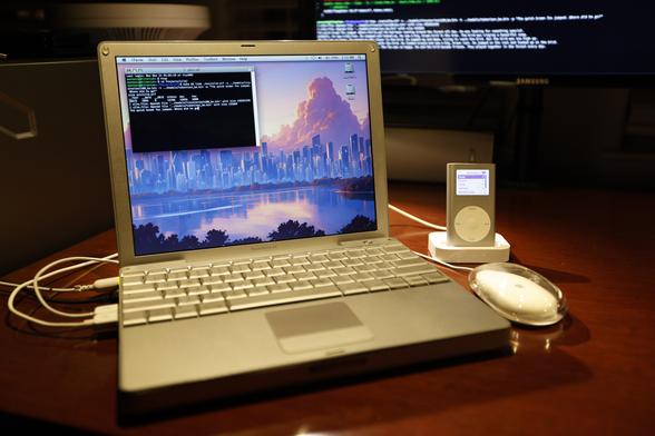 Powerbook G4 12" with an old iPod Mini
