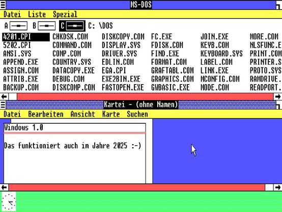 Windows 1.03 German running MS-DOS + Karteikasten