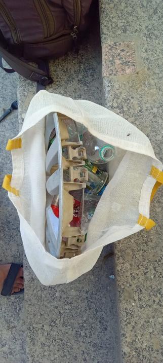 Bag filled with plastic garbage