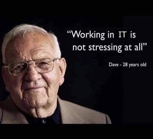 Image of older man, claiming he's 28 and working in IT