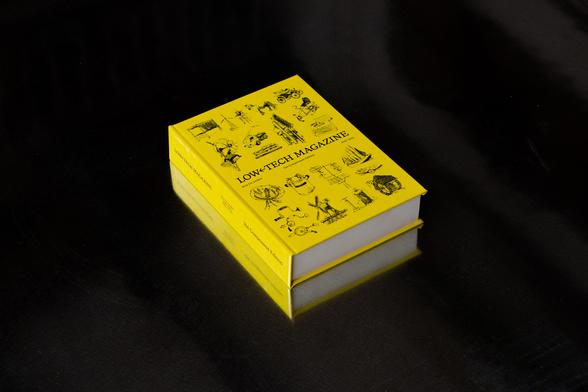 cover of the hardcover version, with illustrations of objects from the articles (wind turbine, solar pv, human crane, etc.