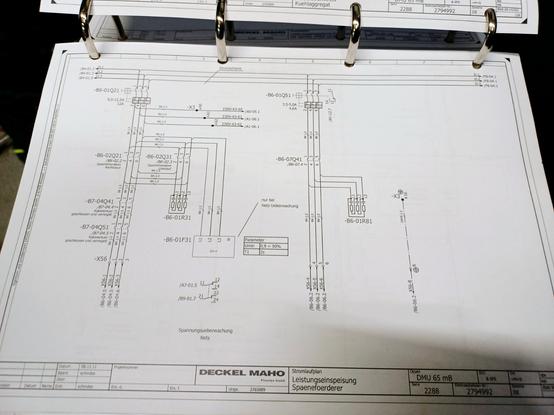 Wiring diagram of the affected circuit.
On the upper right side, the motor protection switch labeled "-B6-01Q51" is documented.