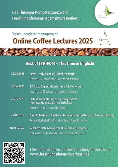 A Poster showing the dates of the TKFDM Coffee Lectures series on RDM fundamentals, held in english language