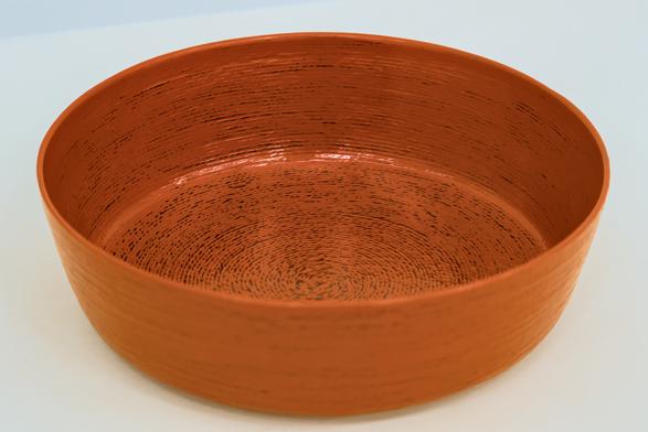 Orange and black lacquerware bowl