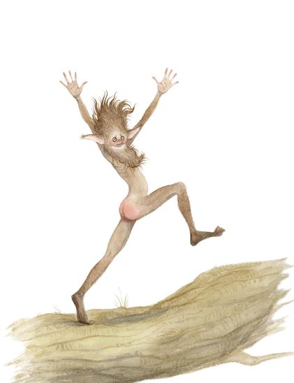 Mischief is the only word that can be used in regard to Brownies. They are small, they are noisy and they are the biggest show- offs you are ever likely to meet.
Naked and hairy with outrageous hair and beards, pink bottoms and sticky-out ears, they are, on the surface, seemingly harmless and rather amusing.
They live in the little holes you find in very old and very large trees and when they hear walkers they will leap out, prancing along the boughs and branches or through the grass at your feet, waving their hands and showering you with hollow compliments and absurd promises.
Their aim is to distract you from your path, then once you are so deep into the bushes that you can’t find your own way back they then claim that they can lead you back to safety. Only this is not their intention. Far more likely is that you will end up in Strangehollow swamp, stumble into psychedelic mushrooms, or be roaming lost forever. Meanwhile, the Brownies will steal anything shiny or precious from your person and make off with it.