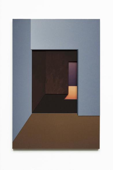 Collage of a space, build up out of colours of the sky.