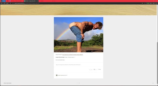 An image of a man bending over with a #Rainbow emerging from his butt...