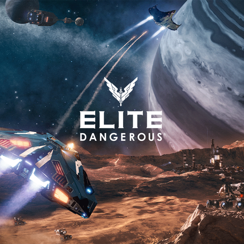 Image promotionnelle du jeu Elite Dangerous.

On y voit le logo du jeu, sur fond de planètes, autour desquelles deux vaisseaux spatiaux se poursuivent.