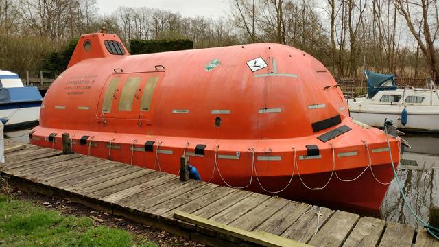 A 38 seat escape pod salvaged from the Northern Producer oil rig.